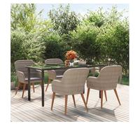 Juego de comedor de jardín 5 piezas con cojines marrón vidaxl