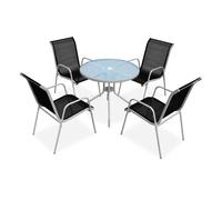 Juego de comedor de jardín 5 piezas de acero negro vidaxl