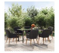 Juego de comedor de jardín 7 piezas con cojines negro vidaxl 56 cm