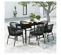 Juego de comedor de jardín 7 piezas ratán sintético gris vidaxl