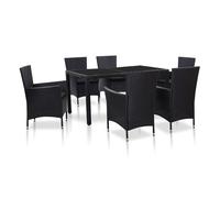 Juego de comedor de jardín 7 piezas ratán sintético negro vidaxl