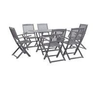 Juego de comedor de jardín 7 pzas madera maciza de acacia gris vidaxl