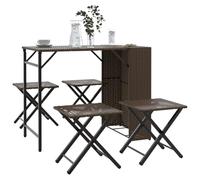 Juego de comedor de jardín plegable + juego de conversación de 5 piezas + resistente a la intemperie + ratán sintético en marrón + mesa 90 x 55 x 73 cm, taburete 35 x 35 x 39 cm, soporta máx. 110 kg +