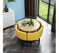Juego de comedor de patio de 5 piezas para exteriores, mesa redonda de diseño simple moderno con 4 sillas de cuero para balcón, sala de reuniones de oficina, cafetería, salón de belleza y ocio