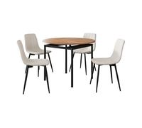 Juego de comedor hemnes mesa redonda con 4 sillas - beige [en.casa]