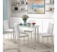 Juego de Comedor HOMCOM, Mesa de Comedor con 4 Sillas, Juego de Comedor que Ahorra Espacio, Grupo de Asientos, Juego de Mesa de Cocina para Comedor, Cocina, Blanco