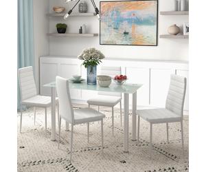 Juego de Comedor HOMCOM, Mesa de Comedor con 4 Sillas, Juego de Comedor que Ahorra Espacio, Grupo de Asientos, Juego de Mesa de Cocina para Comedor, Cocina, Blanco