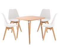 Juego de comedor liborg para cuatro personas madera natural/blanco
