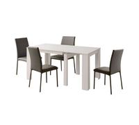 Juego de comedor mesa extensible y 4 sillas, mesa rectangular color gris y blanco artik