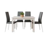 Miroytengo Juego de Comedor Mesa Fija y 4 Sillas, Juego de Mesa Blanca y 4 Sillas Salón, Mesa Rectangular Color Gris y Blanco Mate Blanco - Gris -