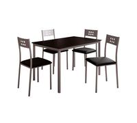 Juego de comedor mesa y 4 sillas, juego de mesa fija y 4 sillas cocina, mesa cristal rectangular negro