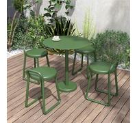 Juego de comedor moderno de 5 piezas para patio al aire libre para 4 - Juego de mesa redonda y sillas, muebles pequeños ideales para terraza, patio, porche - Rojo elegante, 80 cm