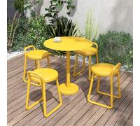 Juego de comedor moderno de 5 piezas para patio al aire libre para 4 - Mesa redonda y sillas, perfecto para terraza, patio, porche - Muebles rojos compactos (80 cm)