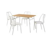 [en.casa] Juego de Comedor Omso Mesa Comedor con 4 Sillas Tapizadas Conjunto Mesa y Sillas para Cocina Salón Despacho máx. 120 kg/Silla MDF Metal 110 x 70 x 75 cm - Efecto Roble/Blanco