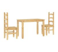Juego de comedor Panamá de 3 piezas de madera de pino maciza con acabado de cera de miel, natural y duradero para un comedor elegante