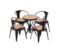Juego de comedor para exteriores, muebles de jardín para todo tipo de clima con mesa de madera de plástico impermeable y 4 sillas para patio, balcón y terraza
