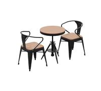 Juego de comedor para exteriores, muebles de jardín para todo tipo de clima con mesa de madera de plástico impermeable y 4 sillas para patio, balcón y terraza