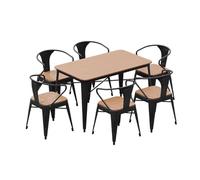 Juego de comedor para exteriores, muebles de jardín para todo tipo de clima con mesa de madera de plástico impermeable y 4 sillas para patio, balcón y terraza