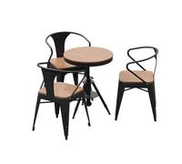 Juego de comedor para exteriores, muebles de jardín para todo tipo de clima con mesa de madera de plástico impermeable y 4 sillas para patio, balcón y terraza