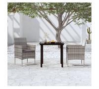 Juego de comedor para jardín 3 piezas con cojines gris y negro vidaxl 58 cm