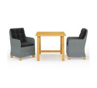 Juego de comedor para jardín 3 piezas gris claro vidaxl