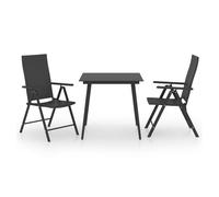 Juego de comedor para jardín 3 piezas negro vidaxl