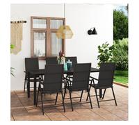Juego de comedor para jardín 7 piezas negro vidaxl 64 cm