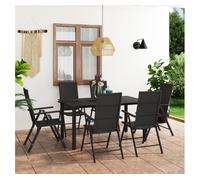 Juego de comedor para jardín 7 piezas negro vidaxl