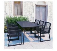 Juego de comedor para jardín 7 piezas ratán pvc negro vidaxl