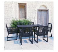 Juego de comedor para jardín 7 piezas ratán pvc negro vidaxl 57 cm