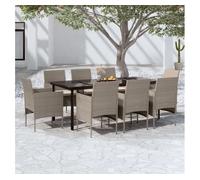Juego de comedor para jardín 9 piezas con cojines beige y negro vidaxl 58 cm