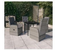 Juego de comedor para jardín de 5 piezas y cojines gris vidaxl