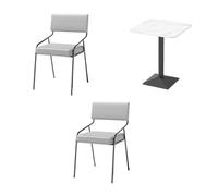 Juego de comedor, parte superior de mármol sintético de estilo industrial con marco de metal resistente y asiento tapizado para cafetería, bistró, panadería, salón y restaurante