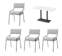 Juego de comedor, parte superior de mármol sintético de estilo industrial con marco de metal resistente y asiento tapizado para cafetería, bistró, panadería, salón y restaurante