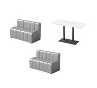 Juego de comedor, parte superior de mármol sintético de estilo industrial con marco de metal resistente y asiento tapizado para cafetería, bistró, panadería, salón y restaurante