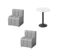 Juego de comedor, parte superior de mármol sintético de estilo industrial con marco de metal resistente y asiento tapizado para cafetería, bistró, panadería, salón y restaurante