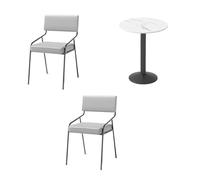 Juego de comedor, parte superior de mármol sintético de estilo industrial con marco de metal resistente y asiento tapizado para cafetería, bistró, panadería, salón y restaurante