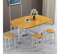 Juego de comedor plegable de mariposa amarilla que ahorra espacio con mesa ajustable (120 x 70 cm) y 4 sillas, perfecto para espacios pequeños, diseño moderno, fácil almacenamiento