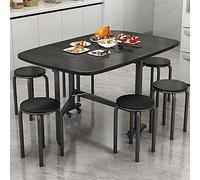 Juego de comedor plegable de mariposa que ahorra espacio para 4 mesas ajustables con ruedas de 360° y 4 sillas, diseño compacto negro perfecto para espacios pequeños (120 x 70 cm)