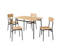 [en.casa] Juego de Comedor Pollenev Mesa Comedor con 4 Sillas Conjunto Mesa y Sillas para Cocina Salón Despacho máx. 120 kg/Silla MDF Metal 110 x 70 x 75 cm - Efecto Roble/Negro