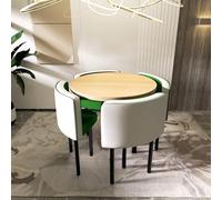 Juego de comedor redondo con un cuento y cuatro sillas que cubren un área de 200 ㎡ Comfortale Sentado, ideal para el hogar, cocina, restaurante y otras escenas, silla de madera blanca y verde