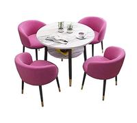 Juego de comedor redondo de 5 piezas con 4 sillas, juego de mesa de comedor rosa para recepción, balcón, oficina y ocio, pequeña mesa de comedor redonda para decoración del hogar.