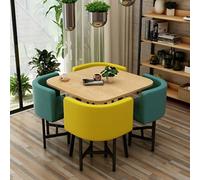 Juego de comedor redondo de algodón y lino para 4: elegante combinación de mesa y silla para cocina, oficina, balcón, sala de estar o comedor, perfecto para reuniones y entretenimiento.