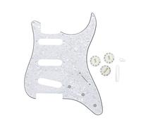 Juego de componentes Fleor para guitarra ST, golpeador SSS con control regulador 2T1V, interruptor de punta, punta de barra, 4ply, white pearl