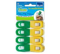 Juego de con 8 Clavijas Modelo Tina, Set de 8 Pinzas para la Colada, Multiusos, Color Amarillo y Verde, con Clips Pegs Clips, Art 365 Parodi