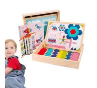 Juego de con Bloques de Patrones - 210 Piezas de Bloques de Madera Magnéticos Multicolores para Actividades de Aprendizaje,Juguetes de Matemáticas Tempranas de Patrones para Niños | para Niños de