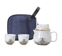 Juego de con tazas, juego de taza de té portátil de cerámica, juego de | Juego de té de porcelana con colador de té a prueba de golpes para viajes y hogar
