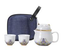 Juego De Con Tazas Juego de Té Porcelana Resistente a Golpes e Impactos con | Gato De La Suerte sin plomo, apto microondas, lavavajillas, compacto, apilable, infusor viaje, hogar, oficina Blanco