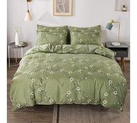 Juego de Conde Flores, Color Blanco, con 1 Funda de edredón y 2 Fundas de Almohada, Suave, Ligera, para Cama Doble