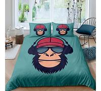 Juego de Conde Mono de música Hip Hop niñas, Funda de edredón Divertida, Funda de edredón Transpirable, Funda de edredón para de habitación,